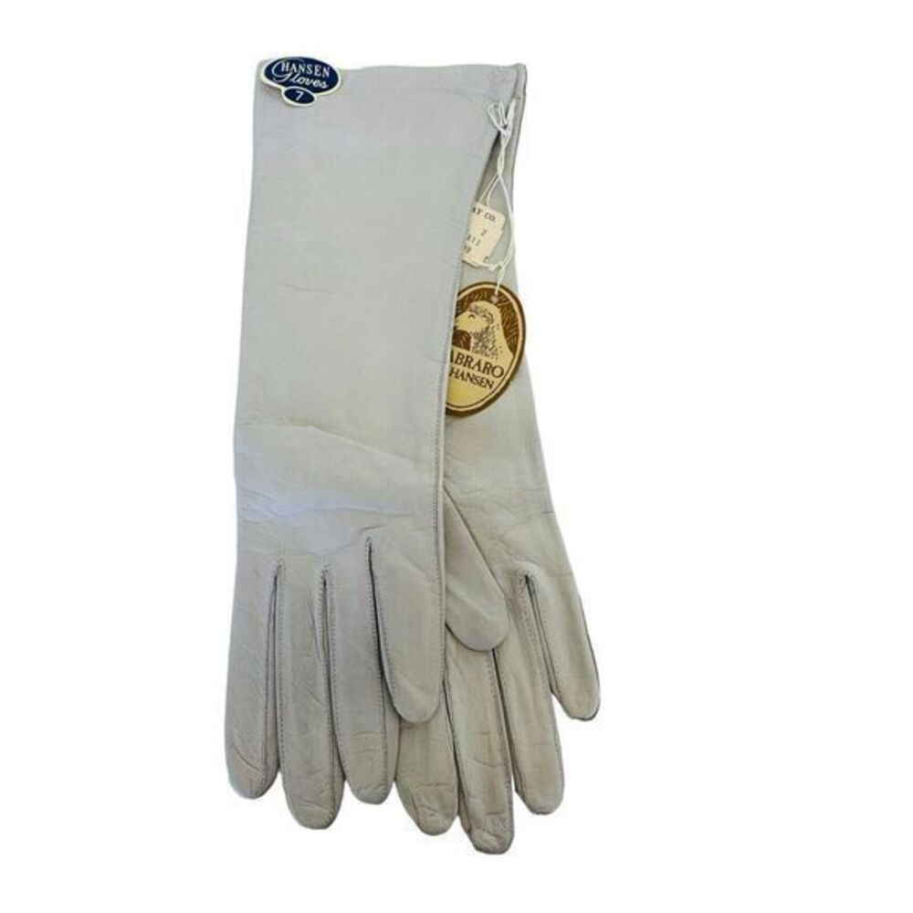Vintage Cabraro By Hansen 100% Silk Grey Gloves Size 7 NOS With Tags May Co 1970 - Picture 2 of 9